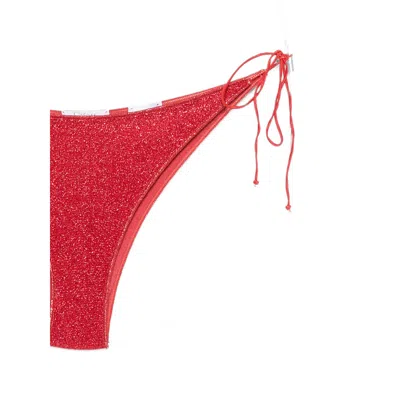 Oseree Glitter-effect Triangle Bikini In Red