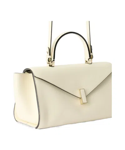 Valextra Iside Editor Top Handle Medium Bag In White