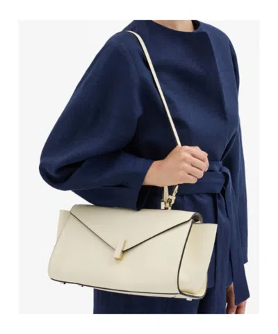 Valextra Iside Editor Top Handle Medium Bag In White