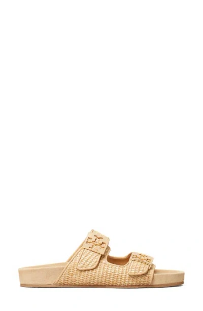 Tory Burch Mellow Logo-embellished Raffia And Leather Sandals In Multi