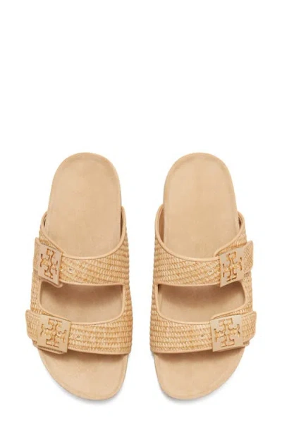 Tory Burch Mellow Logo-embellished Raffia And Leather Sandals In Multi