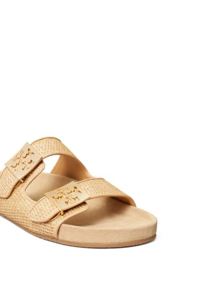 Tory Burch Mellow Logo-embellished Raffia And Leather Sandals In Multi