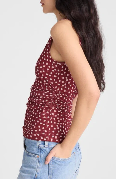 Madewell Cinched Double-layered Mesh Top In Brown