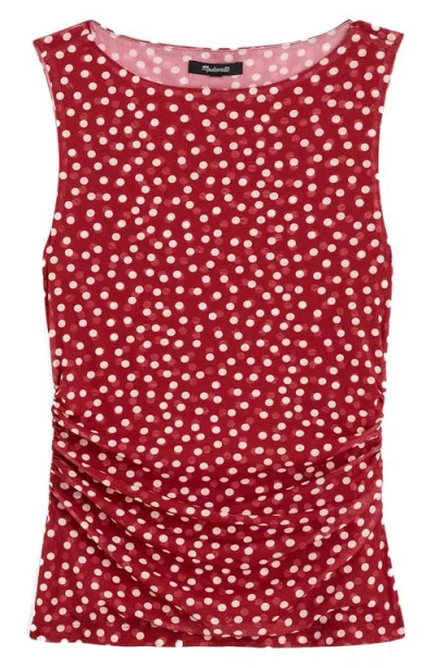 Madewell Cinched Double-layered Mesh Top In Brown