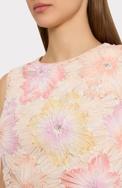 Milly Illy Ivette Floral Embroidered Mini Dress In Pink