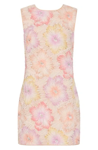 Milly Illy Ivette Floral Embroidered Mini Dress In Pink