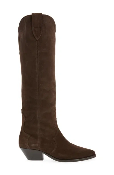 Isabel Marant Denver Leather Knee High Western Boots In Brown