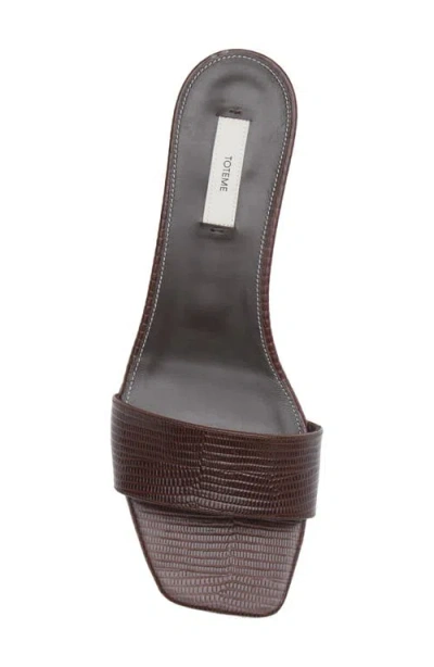 Totême Toteme Slim Kitten Heel Lizard Embossed Slide Sandal In Multi