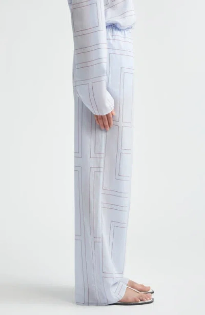 Totême Toteme Monogram Embroidered Pull-on Pants In Blue
