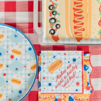 Jollity & Co . 4th Of July Patriotic Hot Dog Print Large Napkins In Multi