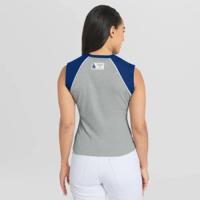 Wear By Erin Andrews Heather Gray Los Angeles Dodgers Cropped Raglan Tank Top In Gray