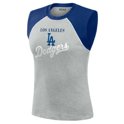 Wear By Erin Andrews Heather Gray Los Angeles Dodgers Cropped Raglan Tank Top In Gray