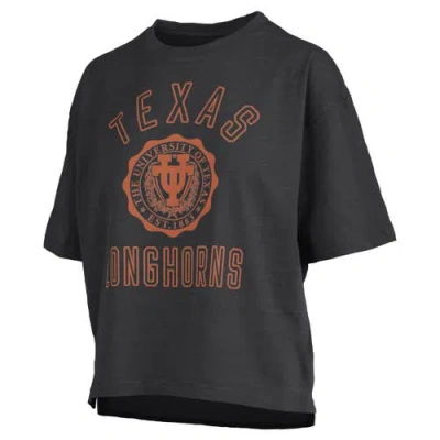 Pressbox Black Texas Longhorns Motley Crew Bishop Waist Length Oversized Slub T-shirt In Black