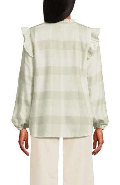 Lands' End Ruffle Front Flannel Popover Blouse In Multi