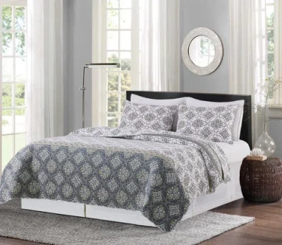 C & F Home C&f Home Booker Medallion Bedding Quilt Set In Gray