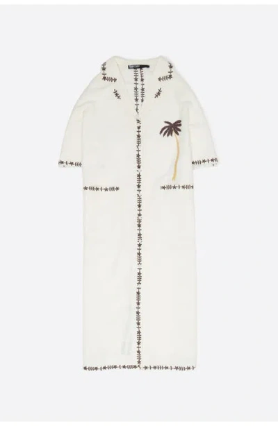 Bimba Y Lola Linen Palm Tree Shirt Dress In Gray