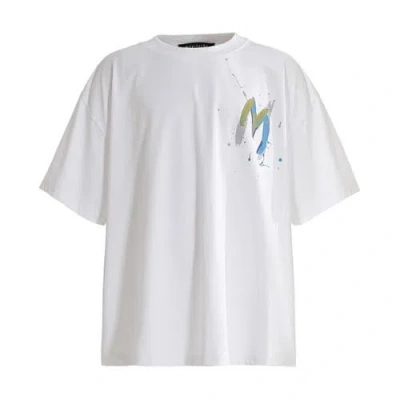 Moustache Graphic-print Oversized T-shirt In White