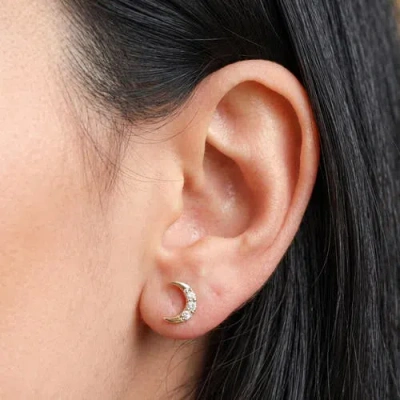 The Lovery Fine Jewelry Diamond Crescent Moon Screw Back Stud Earrings In Gold