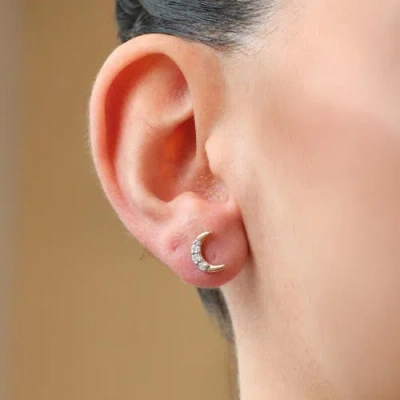 The Lovery Fine Jewelry Diamond Crescent Moon Screw Back Stud Earrings In Gold