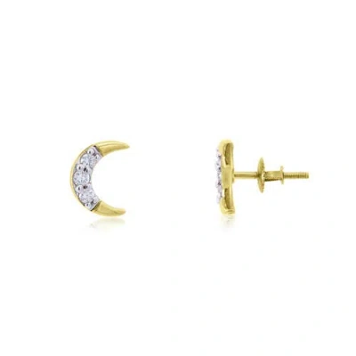 The Lovery Fine Jewelry Diamond Crescent Moon Screw Back Stud Earrings In Gold
