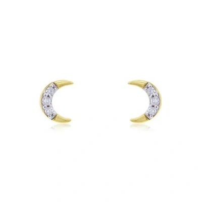 The Lovery Fine Jewelry Diamond Crescent Moon Screw Back Stud Earrings In Gold