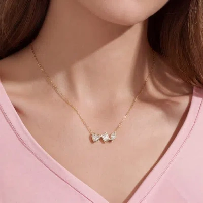 The Lovery Fine Jewelry Lab Grown Diamond Fancy Mix Bezel Necklace In Gold