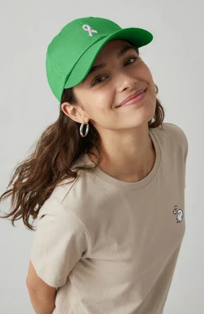 Dalix Pink Ribbon Dad Cap In Green