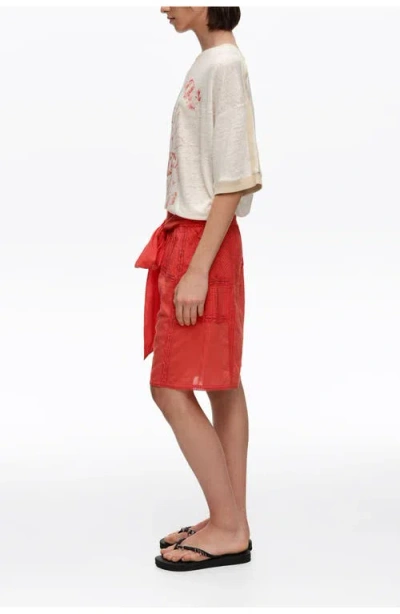 Bimba Y Lola Cotton Pleated Bermuda Shorts With Lace Trim In Multi