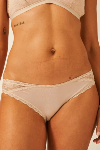 Stripe & Stare Eco Lace Original Knicker Four Pack In Neutral