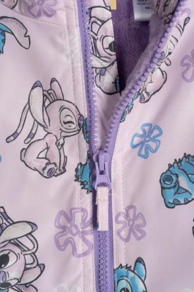 Disney Lilo & Stitch Girls' Fleece Lined Hooded Rain Jacket In Multi