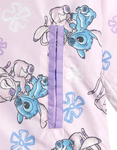Disney Lilo & Stitch Girls' Fleece Lined Hooded Rain Jacket In Multi