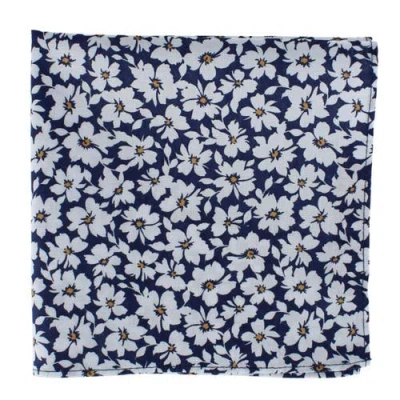 Ascentix Simple And Classy Cotton Foral Handkerchief In Blue