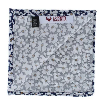 Ascentix Simple And Classy Cotton Foral Handkerchief In Blue