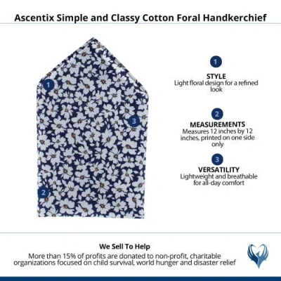 Ascentix Simple And Classy Cotton Foral Handkerchief In Blue