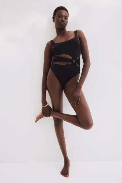 H&m Padded-cup High Leg Swimsuit In Black