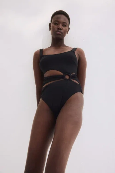 H&m Padded-cup High Leg Swimsuit In Black