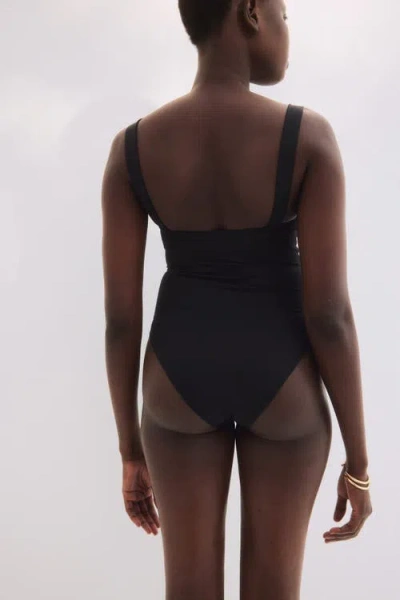 H&m Padded-cup High Leg Swimsuit In Black