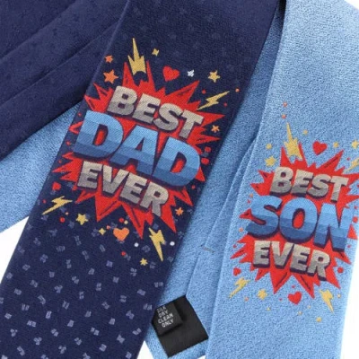 Trafalgar Best Dad Ever Novelty Silk Necktie In Blue