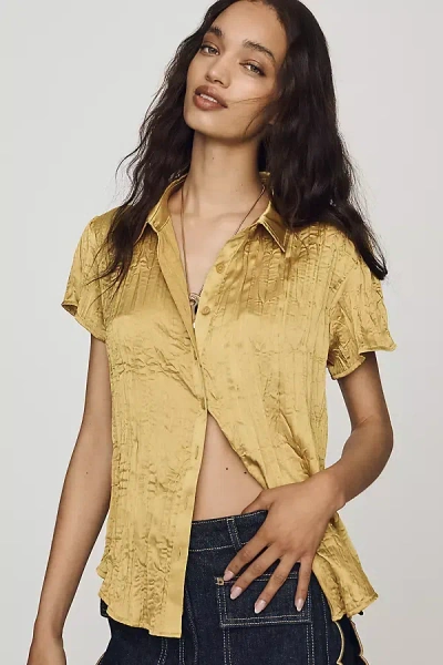 By Anthropologie Silken Slim Buttondown Shirt In Green