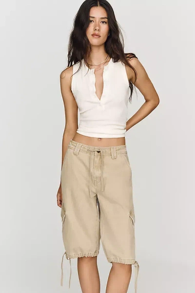Lioness Cotton Apres Shorts In Neutral