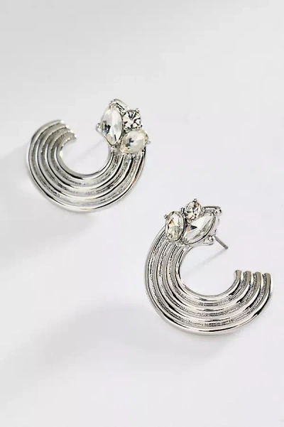 By Anthropologie Circular Ribbed Post Earrings In Metallic