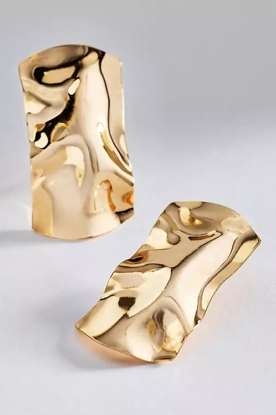 By Anthropologie Hammered Metal Rectangular Earrings In Gold