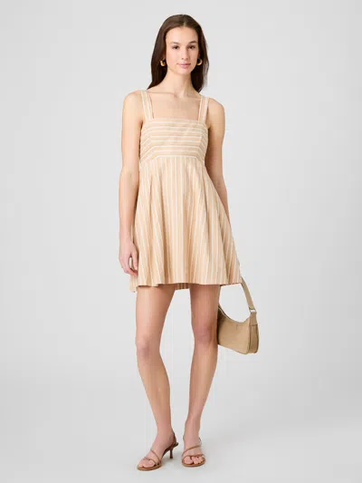 French Connection Aspen Striped Babydoll Mini Dress In Neutral
