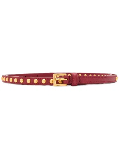 Prada Stud Detail Belt In Red