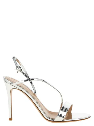 Gianvito Rossi Silver Solid Open Round Toe Heels In Silver