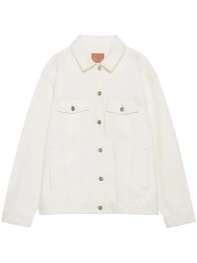 Anine Bing Structured Beige Jacket With Button-down Front In White