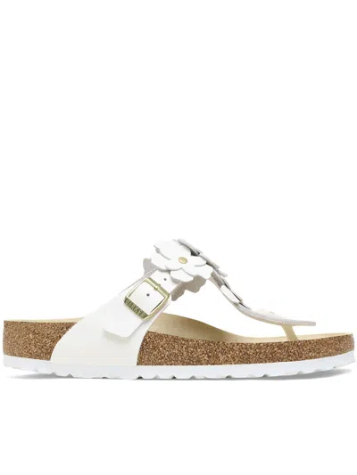 Birkenstock Gizeh Thong Sandals With Floral Buckle Fastening In Black