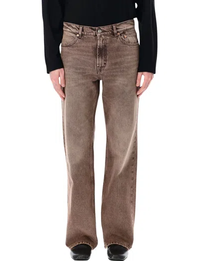 Our Legacy Denim Trousers Faded Effect Belt Loops Five Pockets In Brown