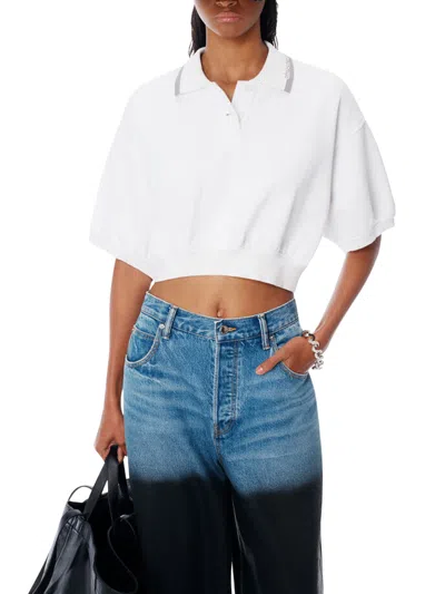 Alexander Wang Alexanderwang. T Relaxed Cropped Cinched Polo Top In White