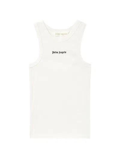 Palm Angels Classic Logo Fitted Tank Top In White